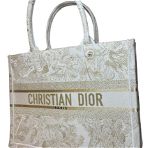 Christian DiorWhite/Gold Toile de Jouy Canvas Small Book Tote Dior