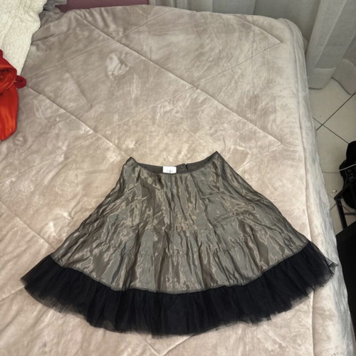 Max Mara metallic silk blend skirt with tulle hem