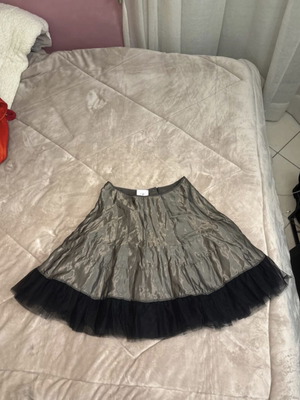 Max Mara metallic silk blend skirt with tulle hem