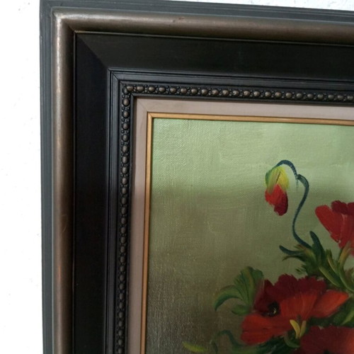 Painting used on wood with flower theme 53x42 cm