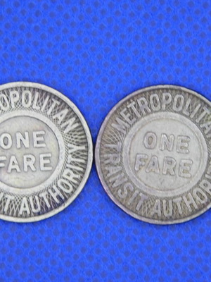 Metropolitan Transit Authority Boston 1951 metro tokens, set of 2