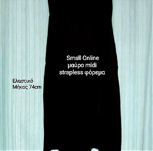 Small Online μαύρο νεανικό βραδινό strapless φόρεμα σε στενή ίσια γραμμή