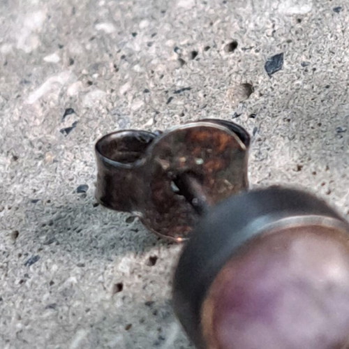 Minimal oxidized silver 925 studs with smoky lilac stone like new