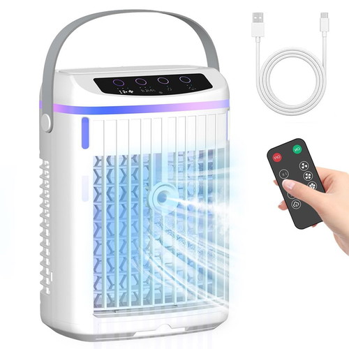 Portable 4-in-1 Air Conditioner with Water Fan, 3 Speeds and Night Light New