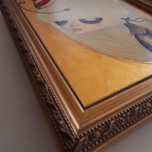 Painting with gilding powder and gold leaf on canvas, new, pop art