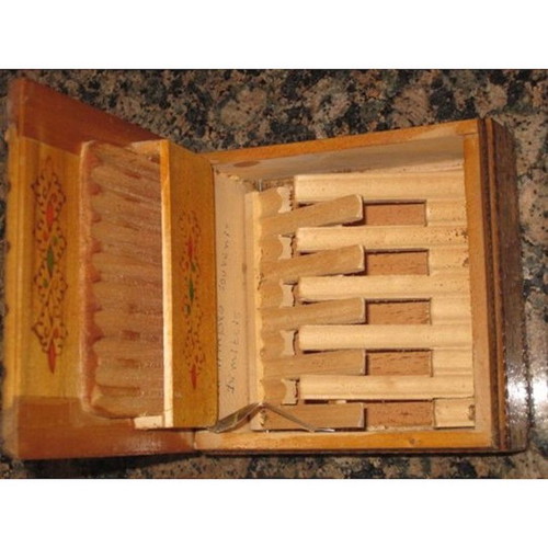 Wooden tobacco box used, traditional from Bulgaria 11x11 cm