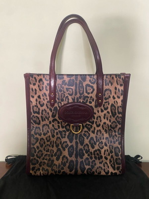 Dolce & Gabbana καφέ δερμάτινη τσάντα tote με λεοπάρ σχέδιο καινούργια