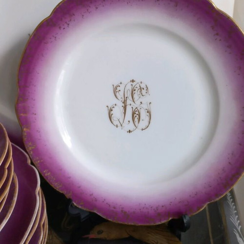 Serving set for 6 French porcelain with monogram like new