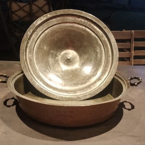 Copper pot with lid, vintage kitchenware