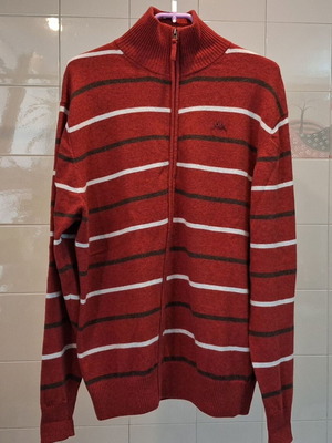 Robe di Kappa ανδρική μάλλινη ζακέτα με φερμουάρ σε κόκκινες ρίγες, XXL