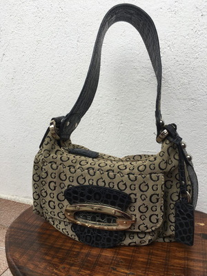 Guess vintage bag Y2K like new, monogram cloth, crocodile effect