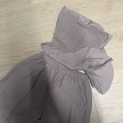 VG Styline Set with Strapless Top and Wide-Leg Pants, New, Grey