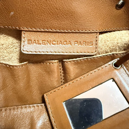 Balenciaga Paris leather tote shoulder bag, tan