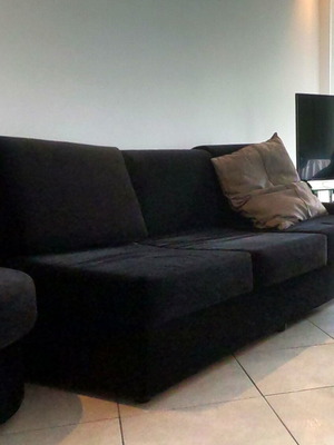Italian Alcantara Sofa set used, 3-seat and 2-seat bed convertible