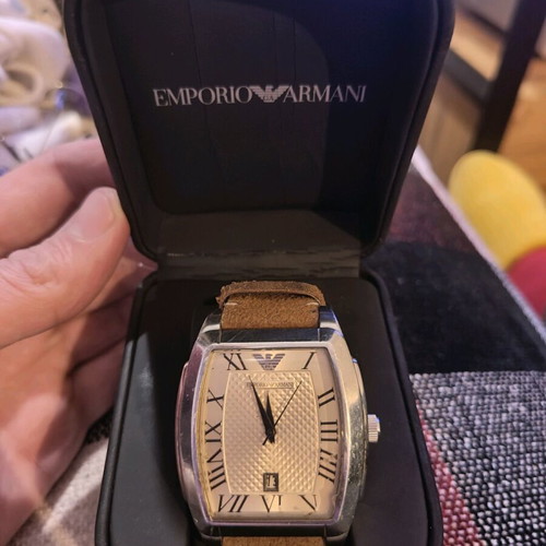 Emporio Armani AR0934 men's leather watch used, brown