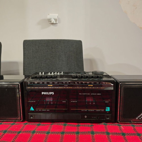 Philips D8269 Boombox Dual Cassette Radio used, retro 1980s