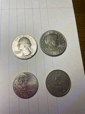 Coins used, pack of 12, dollars and drachmas