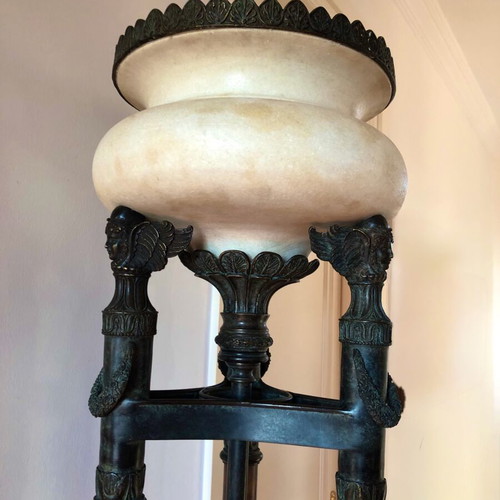 Floor lamp like new made of cast iron, marble and leather