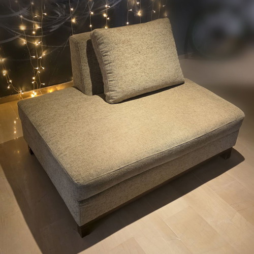 Chaise Longue beige used, 120x88cm with wooden base