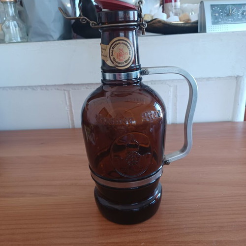 Vintage German glass beer bottle growler 2 liters used