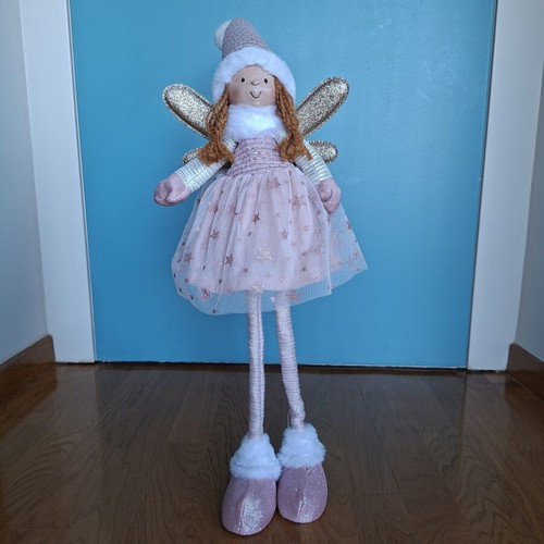 Christmas angel figure with pink dress 81cm