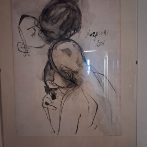 Painting "To Fili" by H. Charisis, ink and pencil on paper, signed, like new