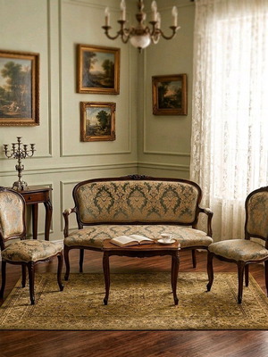 Σετ σαλονιού Louis XV στυλ σαν καινούργιο, 5 τεμάχια, μασίφ ξύλο καρυδιάς 1950