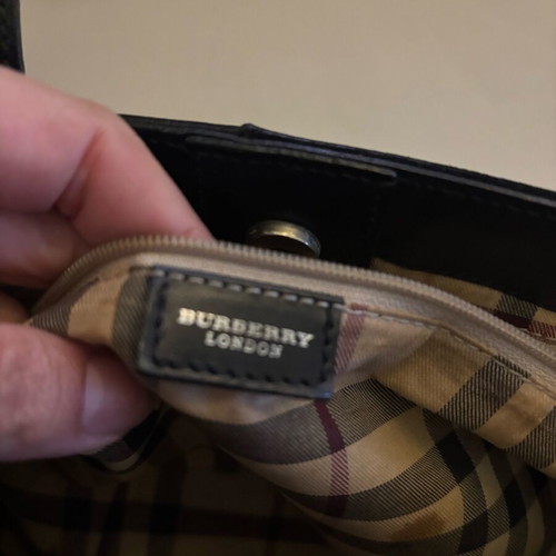Burberry leather handbag genuine used, black