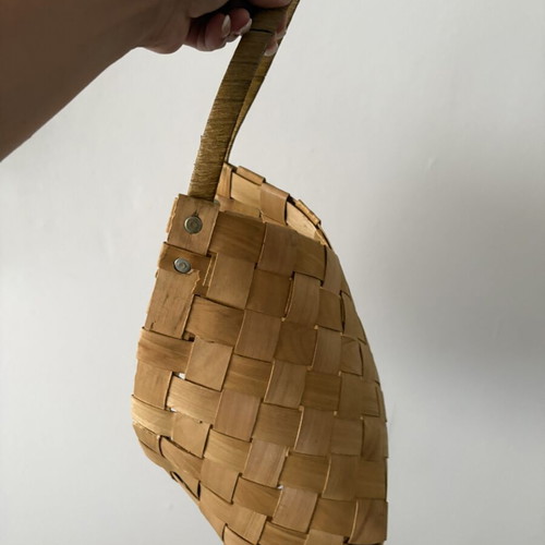 Set of 2 woven bamboo hanging baskets