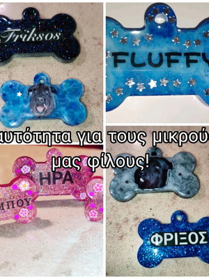 Handmade resin liquid glass pet ID tag new