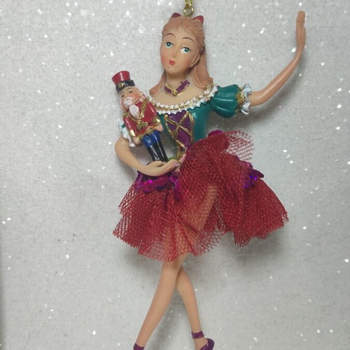 Ballerina with Nutcracker hanging ornament