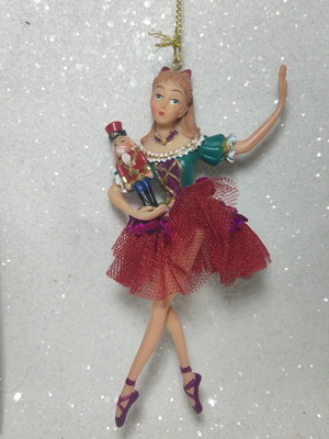Ballerina with Nutcracker hanging ornament