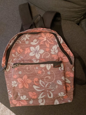 School backpack used, pink multicolor