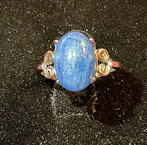 Κυανίτης ασημένιο δαχτυλίδι one size με αυθεντική φυσική πέτρα