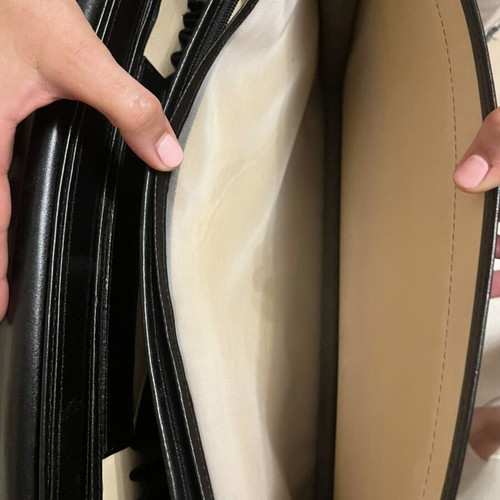 Vintage leather briefcase Ravioli, black
