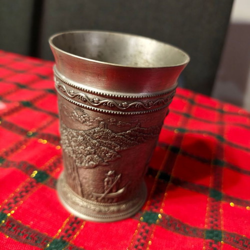 Decorative iron cup used with German traditional Rhine motifs