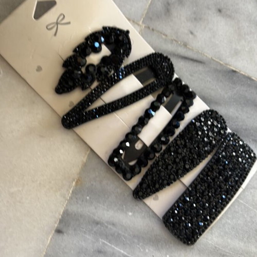 Hair Clips new black with rhinestones