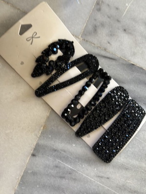 Hair Clips new black with rhinestones