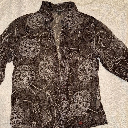 Brown shirt with patterns semi-transparent like new, size M