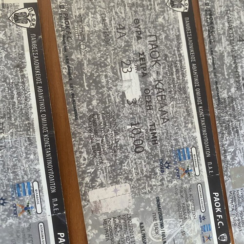 Paok match tickets used, set of 6 different games