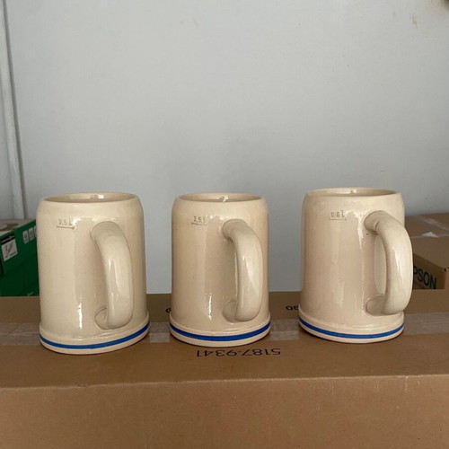 German ceramic beer mugs collection new, set of 3 pieces