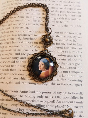 Girl with the Pearl Earring Art Pendant New, Multicolor