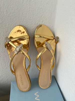 Werner gold sandals like new with snake design, size 38