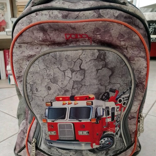 School backpack Polo used with wheels and fire truck design