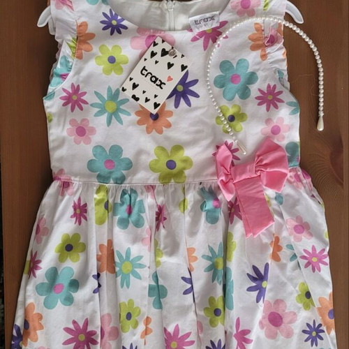 Trax sleeveless girls dress 4 years new with hairband set