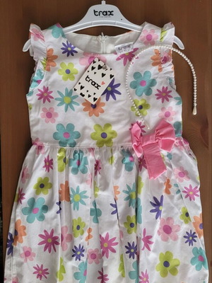 Trax sleeveless girls dress 4 years new with hairband set