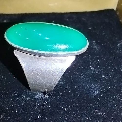 Ασημί 925 δαχτυλίδι με green agate σαν καινούργιο, μέγεθος 54
