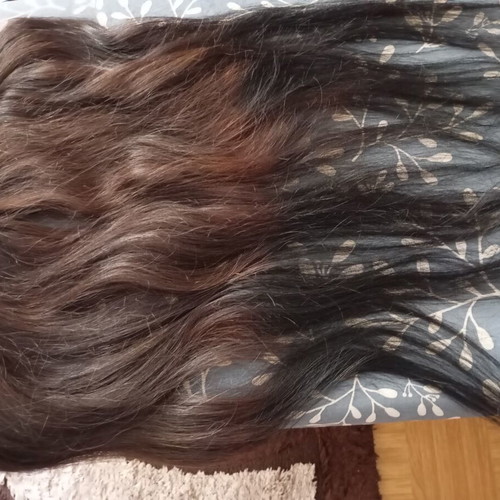 Hair extensions with clips dark brown, like new, set of 3