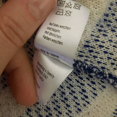 Striped cardigan used, blue and white, fits small and medium