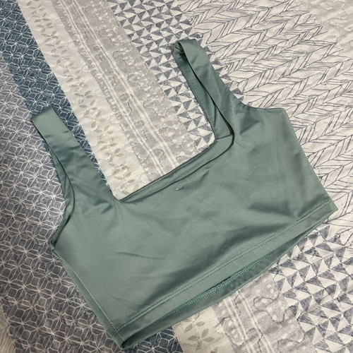 Pink Woman turquoise satin-like crop top, XS
